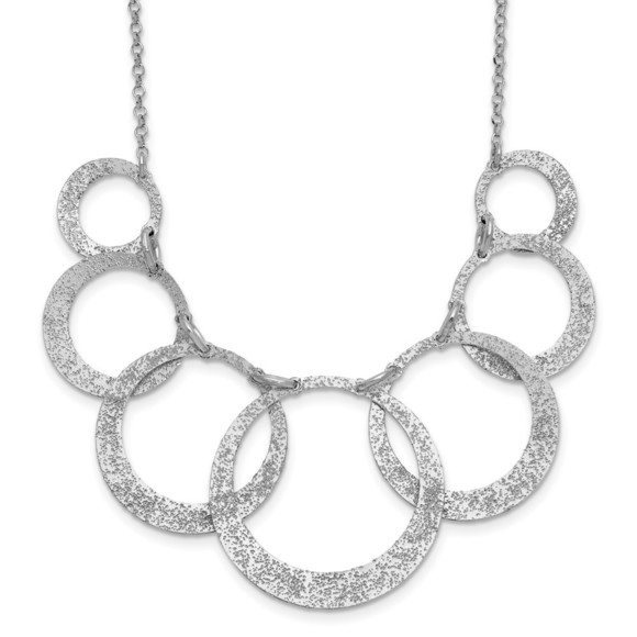 925 Sterling Silver Radiant Essence Pol/Textured Circles w/ 2in Ext. Necklace